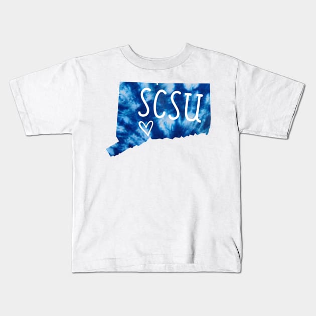 Tie Dye Southern Connecticut State University Kids T-Shirt by aterkaderk